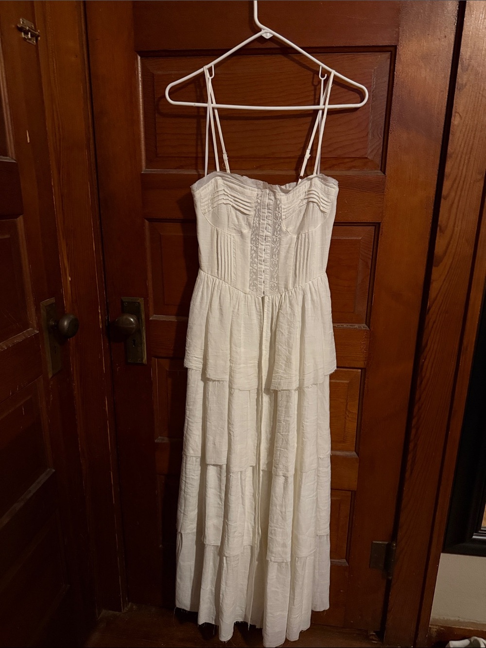 Promesa Cream Tiered Maxi Top with Spaghetti Straps